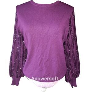 Metallic Accent Statement Sleeve Sweater